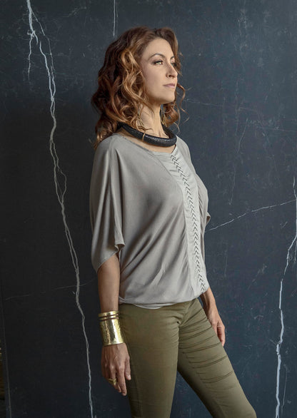 Arid Top Khaki – Sustainable minimalist organic cotton and bamboo blend women's top by Revtalatelier

