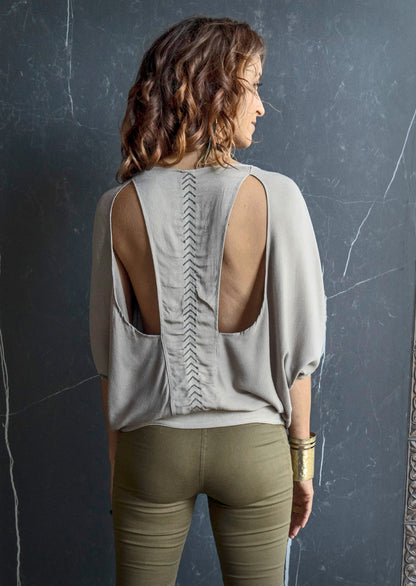 Arid Top Khaki – Sustainable minimalist organic cotton and bamboo blend women's top by Revtalatelier
