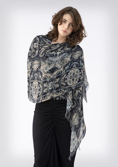 Autumnal Scarf – Sustainable organic cotton, bamboo satin, silk minimalist luxury women's scarf by Revtalatelier

