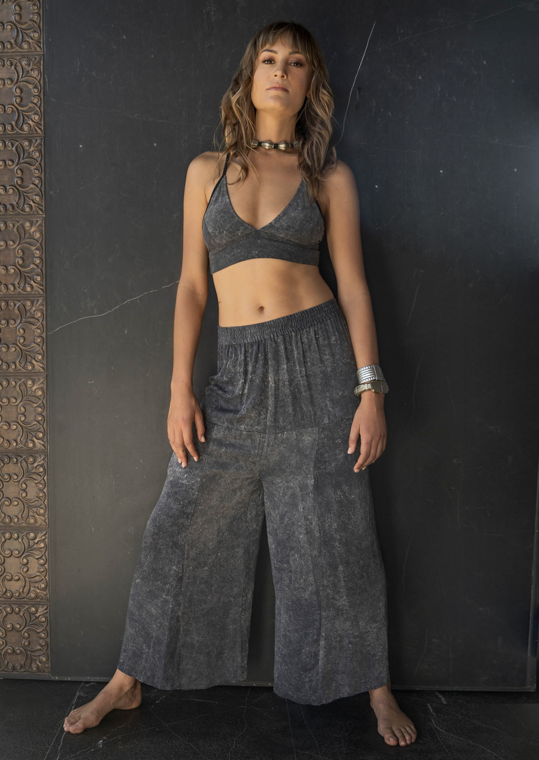 Jumble Wide Pants – Sustainable minimalist organic cotton bamboo blend relaxed-fit luxury women's pants by Revtalatelier
