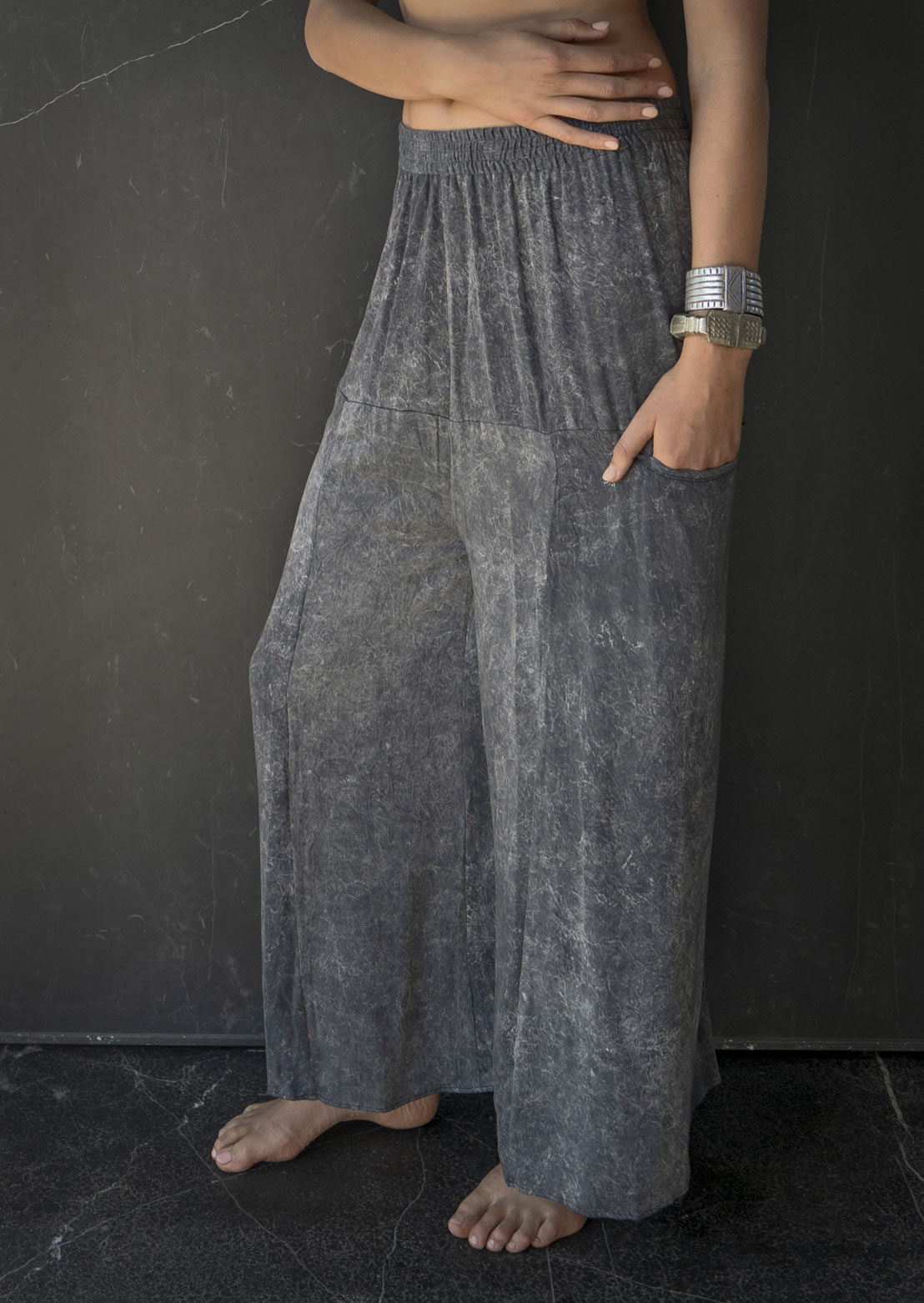 Jumble Wide Pants – Sustainable minimalist organic cotton bamboo blend relaxed-fit luxury women's pants by Revtalatelier
