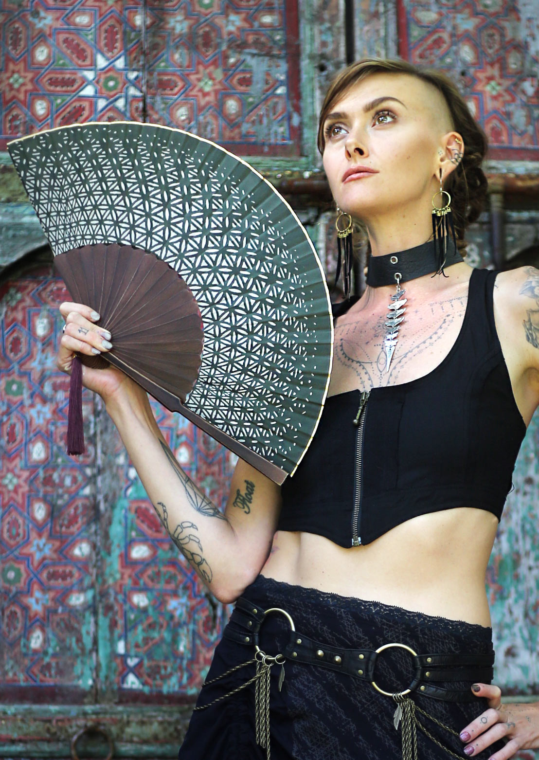 Mandala Fan – Sustainable bamboo minimalist luxury accessory for women by Revtal Atelier
