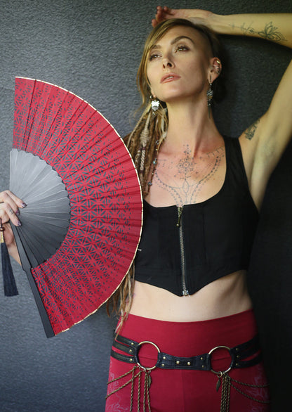 Mandala Fan – Sustainable bamboo minimalist luxury accessory for women by Revtal Atelier
