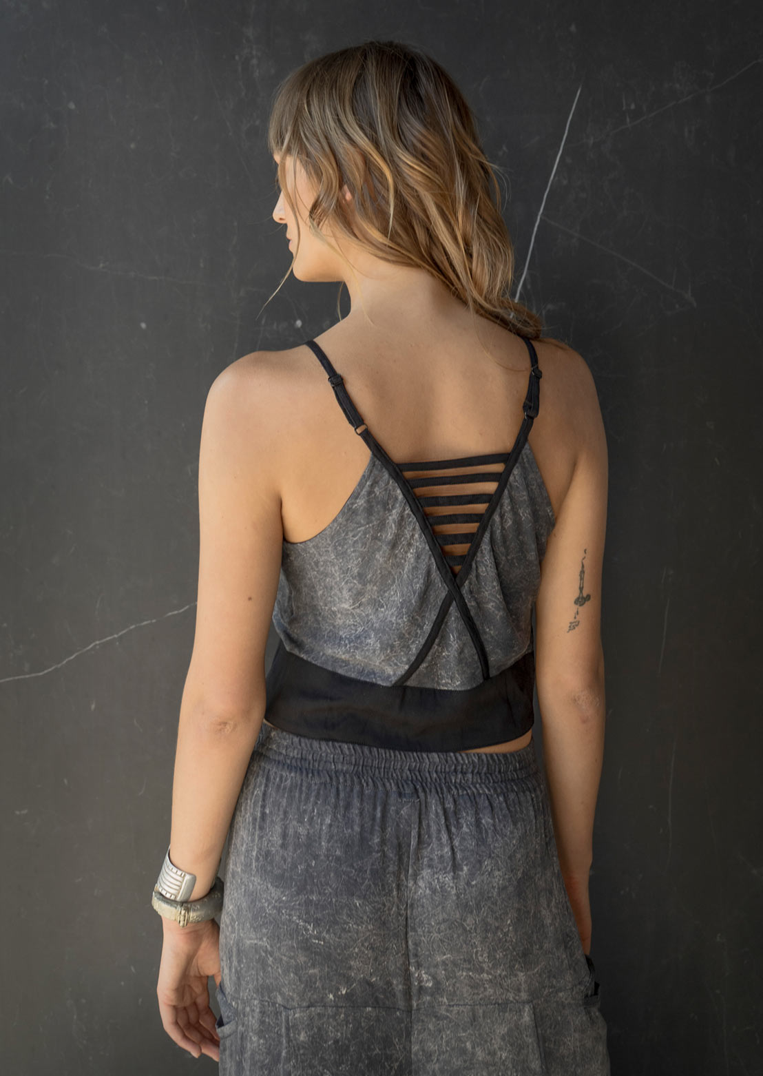 Mirage Top – Ethical minimalist luxury top in bamboo satin, organic cotton, and Tencel, designed for stylish evolving body shapes
