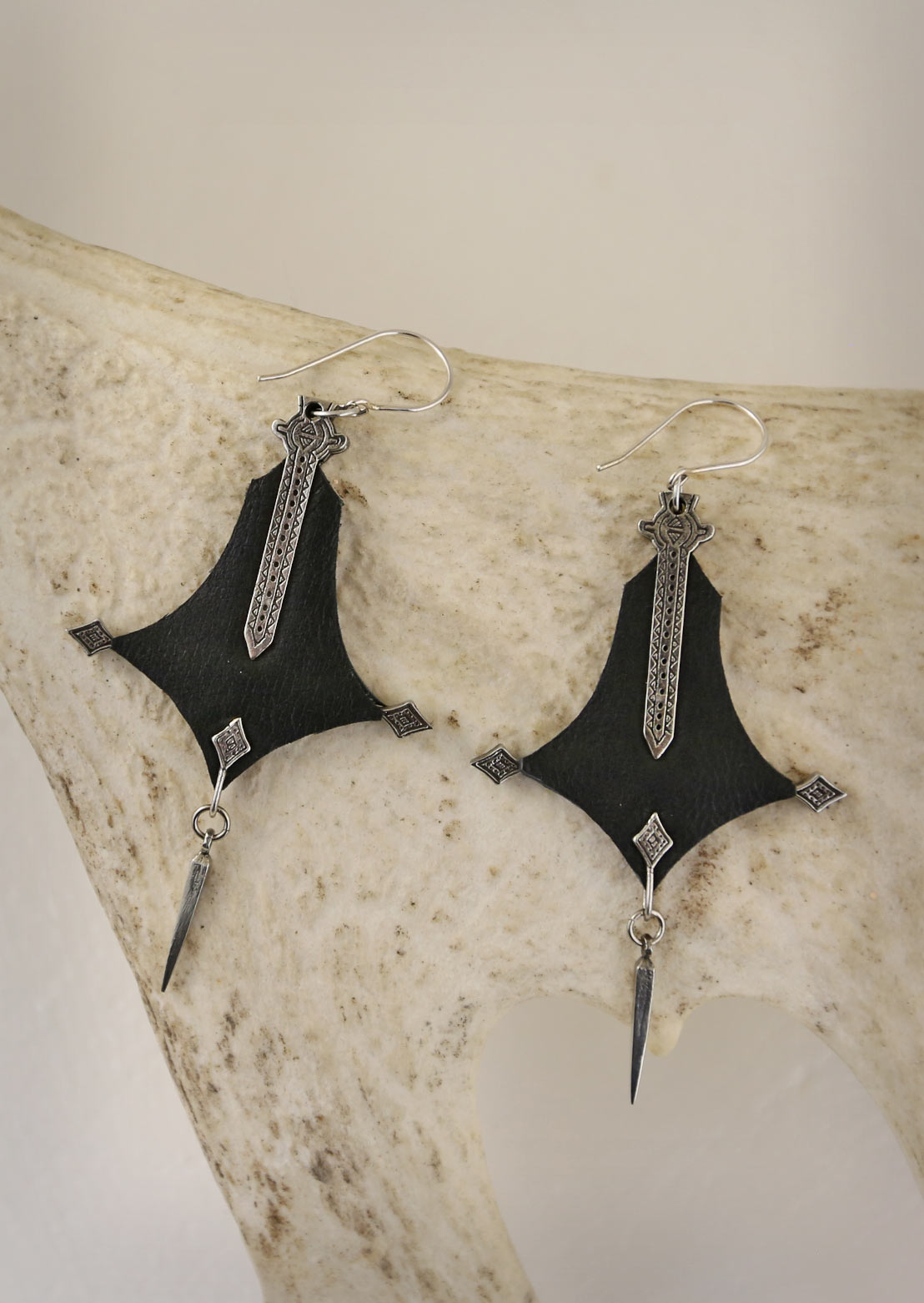 Nomad Leather Earrings – Sustainable minimalist luxury women's leather earrings by Revtal Atelier

