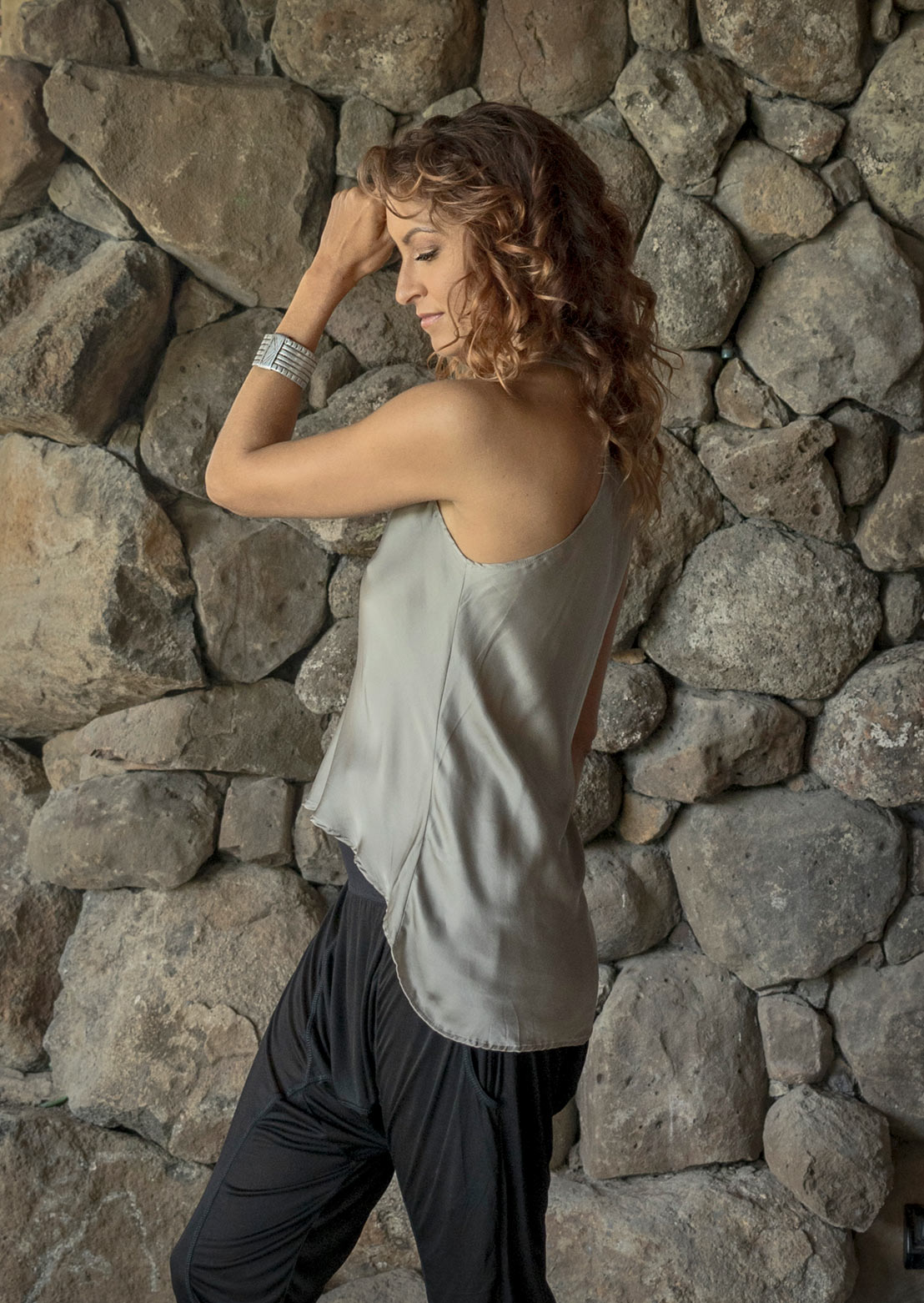 Oasis Top Khaki – Sustainable organic cotton bamboo blend minimalist luxury women's top by Revtalatelier
