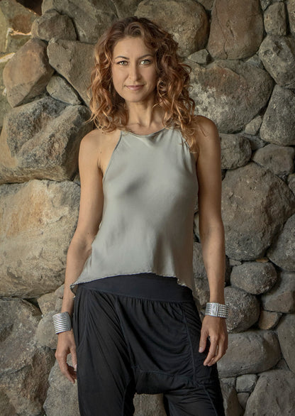 Oasis Top Khaki – Sustainable organic cotton bamboo blend minimalist luxury women's top by Revtalatelier
