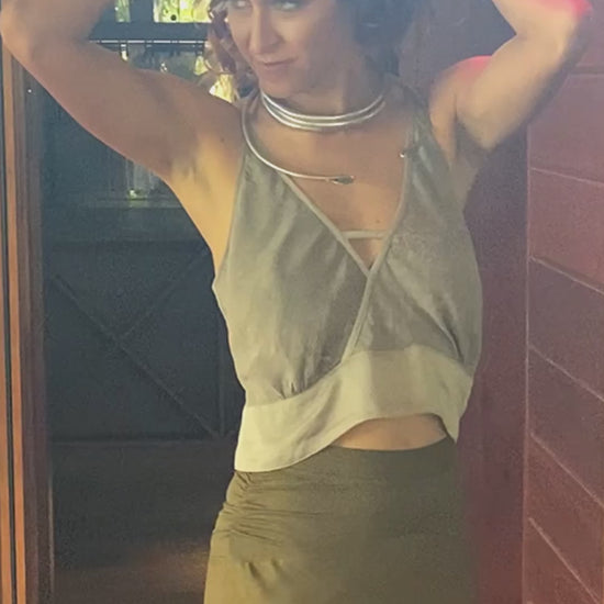 Mirage Top – Ethical minimalist luxury top in bamboo satin, organic cotton, and Tencel, designed for stylish evolving body shapes

